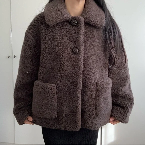 Zara Chocolate Teddy Jacket XS - Picture 3 of 8